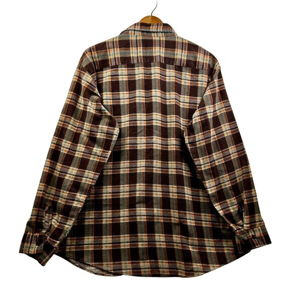 VINTAGE SEARS Men's Cozy Dadcore Flannel Shirt XL Plaid Brown Lined Button-Up Sz - Picture 3 of 5